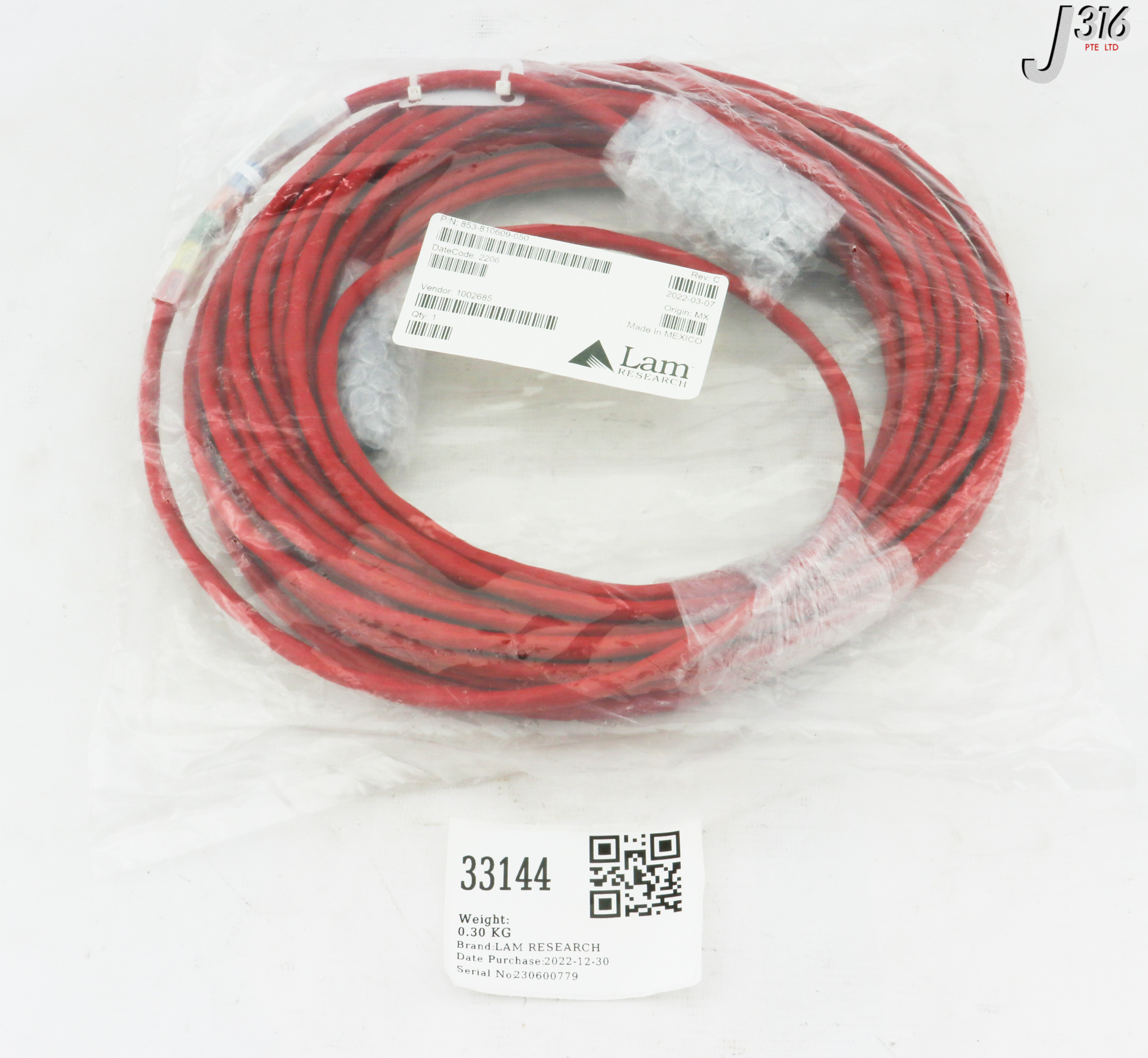 33144 LAM RESEARCH CABLE ASSY, CA EMO RPDB PUMP 15M CABLE (NEW